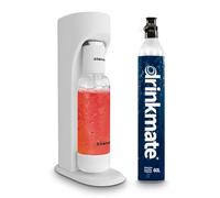 Drinkmate OmniFizz Sparkling Cocktail Mocktail Wine Juices and Water Maker, Carbonates Any Drink with Push-Button Simplicity, with 1L bottle and 60 Litre CO2 cylinder, Classic White