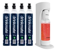 Drinkmate OmniFizz Sparkling Water and Soda Maker, Carbonates Any Drink Not Just Water, Fizzy Drink Maker, Water Carbonator, Sparkling Water Machine, x4 CO2 Cylinders Included, Classic White