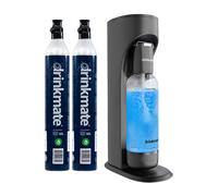 DRINKMATE OmniFizz Sparkling Water Maker with 2 CO2 Cylinders - Matte Black, Black
