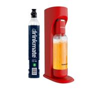 Drinkmate Sparkling Cocktail Mocktail Wine Juices and Water Maker, Carbonates Any Drink with Push-Button Simplicity, with 1L bottle and 60 Litre CO2 cylinder, Royal Red