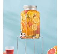 Drinks Bucket 5.5L Refrigerator Cold Water jug Glass Beverage Dispenser with Lid Glass Jar Self-Service Beverage Bucket for Juice Wine Cold Drinks Beer Buckets