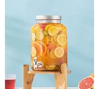 Drinks Bucket 5.5L Refrigerator Cold Water jug Glass Beverage Dispenser with Lid Glass Jar Self-Service Beverage Bucket for Juice Wine Cold Drinks Beer Buckets