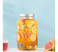 Drinks Bucket 5.5L Refrigerator Cold Water jug Glass Beverage Dispenser with Lid Glass Jar Self-Service Beverage Bucket for Juice Wine Cold Drinks Beer Buckets