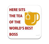Drinks Coaster For the World's Best Boss, Small Thoughtful and Meaningful Gift, For a Manager Who Drinks Tea