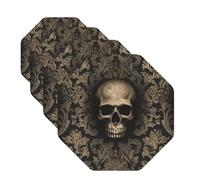 Drinks Coasters Leather Coasters Set Gothic Wallpaper Skull Coffee Cup Mat for Drinks Heat Resistant Tabletop Protection Cup Mat Bar Coasters Cup Coasters for Coffee Table Kitchen Bar