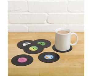 Drinks Coasters Novelty Vintage Record Round Retro Vinyl Tea Coffee Set of 6