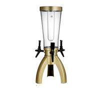 Drinks Dispenser Beer Tower 3L/100oz Beverage Dispenser with Ice Tube & Three Spigot Tabletop Liquor Drink Dispenser for Party Fridge(Gold,with Light)