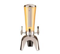 Drinks Dispenser Beer Tower 3L/100oz Beverage Dispenser with Ice Tube & Three Spigot Tabletop Liquor Drink Dispenser for Party Fridge(Silver)