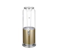 Drinks Dispenser Beverage Dispenser, Round 3L with Plastic Container and Optional Infuser Tube Stainless Steel Base and Lid Fridge(Gold)