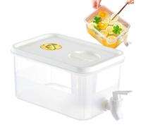 Drinks Dispenser Container, Fridge Jug Chiller, Fruit Infusing Water Container with Leak-Proof Tap & Record Storage Date, Cold Drink Juice Beverage Dispensers Jug, Refrigerator Cold Kettle