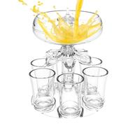 Drinks Dispenser with 6 Shot Glasses Set, Fun Acrylic Shot Glass Holder Beverage Dispenser, Acrylic Touchless Shots Pourer, for Beverage Dispensers, Liquor, and Cocktai, Home Bar Accessories