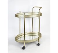 Drinks Trolley Bar Carts Two Mirrored Shelves Eye Catching Gold With Castor