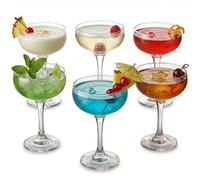 Drinkstuff Essence Champagne Coupe Glasses 235ml - Set of 6 Vintage Coupe Cocktail Glasses, Dishwasher-Safe Glass Saucers for Champagne, Cocktails & Espresso Martinis