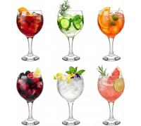 Drinkstuff Gin Balloon Glasses Set of 6, 645ml Large Copa Glasses for Gin & Tonic & Cocktails, Long Stem, Dishwasher Safe