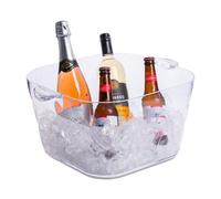 Drinkstuff Glacier Giant 22L Square Party Tub with Handles - Large Clear Drinks Cooler for Parties, BBQs & Events - Holds 8+ Wine or 24+ Beer Bottles - Shatter-Resistant Styrene Plastic Ice Bucket