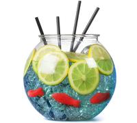 Drinkstuff Plastic Cocktail Fish Bowl - 3L Litre / 5 Pint Capacity, 185 mm Diameter, Acrylic Party Punch Bowl for Sharing Drinks and Creative Displays