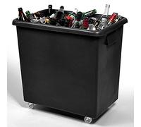 Drinkstuff Recycled Bottle Skip 135L - Heavy Duty Black Recycling Bin for Bars, Pubs, Restaurants, Commercial Kitchens & Events - Bottle & Glass Collection Skip on Wheels