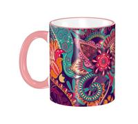 Drinkware Colorful Ethnic Pais-Ley Boho Mandala 330Ml Cup Ceramic with Handle Coffee Cups for Restaurant Milk Syrup