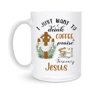 Drinkware I Just Want to Drink and Jesus 330Ml Cups Funny Classic Coffee Cups for Restaurant Kitchen Café