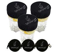 DRINKYD™ The Drink Cover for Alcohol Protection and Spiking Prevention - Washable & Reusable w/Keychain (3 Pack, Black)