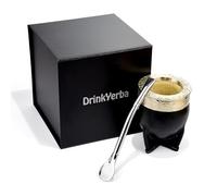 DrinkYerba Mate de Calabaza - Yerba Mate Set - Traditional Gourd - Imperial - Mate de Argentina - Handcrafted - Tea - Leather -Kitchen - Calabaza - Calabash - Cuia - Bombilla (Imperial)