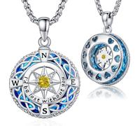 DRINSPER Compass Necklace, Celtic Knot Birthstone Pendant Travel Jewelry, celtic compass jewelry, Copper Crystal Cubic Zirconia, Cubic Zirconia Crystal Birthstone