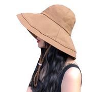 DRIONO Wide Brim Bucket Hat - UPF50+ Protection Travel Beach Sun Hat with Semi-Rigid Adjustable Foldable Brim, Khaqi