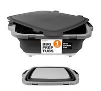 Drip EZ Collapsible BBQ Prep Tub- for Meal Prep Marinating Food Storage - Includes Cutting Board & Locking Lid - (1) OG - Black
