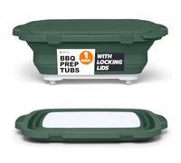 Drip EZ Collapsible BBQ Prep Tub - For Meal Prep Marinating Food Storage - Includes Cutting Board & Locking Lid - (1) OG - Green