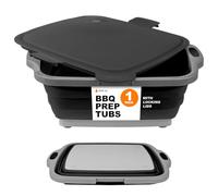 Drip EZ Collapsible BBQ Prep Tub - for Meal Prep Marinating Food Storage - Includes Cutting Board & Locking Lid - (1) JR - Black