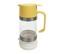 Drip-free dispenser with glass base, pressure dispenser for quantitative extraction of syrup jam, container with (yellow, 21.5 x 10 cm)