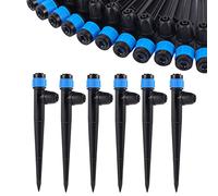 Drip Irrigation Emitter with Adjustable 360 Degree Water Flow Dripper Sprayer for 1/4 Inch Hoses, Garden Dripper Sprayer (50pcs-Blue 360 Degree Sprayer)