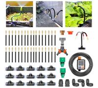Drip Irrigation Kit, Automatic System with 360° Bending Dropper, Adjustable Atomizing Copper Nozzle for Greenhouse, Yard, Lawn, Raised Beds, Flower Beds, 65.6ft-164ft