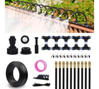 Drip Irrigation System 30 FT with 10 Nozzles, 360° Adjustable Bendable Garden Watering Misting System for Greenhouse, Yard, Lawn, Plant, Garden, 0.3 inch Hose