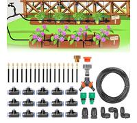Drip Irrigation System 360° Bendable Irrigation System Kit for Garden Garden Watering System with Auto Watering Smart Timer Drip Irrigation Kit for Greenhouse Yard Plants30m/98.4ft-WithoutTimer