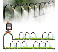 Drip Irrigation System Kits - Automatic Garden Watering Equipment for Greenhouse and Flower Beds, Includes 1/2 & 3/4 Inch Adapters, 50m/164ft
