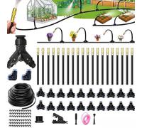 Drip Irrigation System with Brass Nozzles - 2026 Upgrade 100FT Garden Watering Kit with 20Pcs 360° Adjustable Misting Sprinklers Quick Connect Fittings for Raised Beds, Lawn, Patio