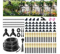 Drip Irrigation System with Brass Nozzles - 2026 Upgrade 200FT Garden Watering Kit with 36Pcs 360° Adjustable Misting Sprinklers Quick Connect Fittings for Raised Beds, Lawn, Patio