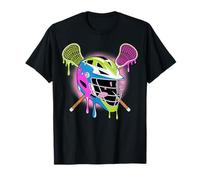 Drip Lacrosse Helmet with Crossed Sticks Cool Lax Player T-Shirt