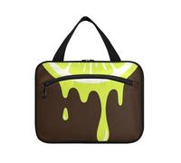 Drip Lemon Green Brown Hanging Bag for Travel with Hook, Designer Chic Skin Care Bag for Adults Cruises Porta cosmeticos Mujer para cartera