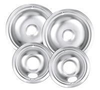 Drip Pan Burner Stove Top Chrome Drip Pan, Stove Drip Pans Replacement Compatible for Most Plug-in Electric Ranges Whirlpool Frigidaire Kenmore include 2 * 6in and 2 * 8in