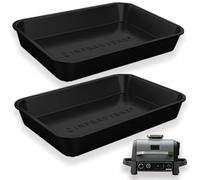 Drip Pan for Ninja Woodfire Outdoor Grill OG701 OG751 Set of Two Reusable Liner Silicone Trays, Non-Disposable and Heat Resistant for Wood Fire Smoker Air Fryer 7-in-1 by INFRAOVENS