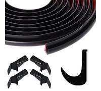Drip Rail, Rv J-Shape Rain Gutter 40 Ft with RV Rain Gutter Spout, 1/2 Inch PVC Plastic Roof Rain Diverter Strip to Control Water Runoff for Rv, Vans, Cars, Truck, Caravans, w/3M Tape (Black)