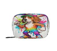 Drip Style Beagle Baseball Player Travel Medicine Bag with Detachable Compartments Attachable Pill Organizer 2 Times a Day for Purse