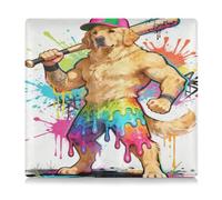 Drip-Style Golden Retriever Baseball Player Leather Car Registration and Insurance Card Holder Essential Car Wallet Case for ID, Driver's License, Key Contact Information Cards