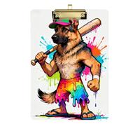 Drip Style GSD Baseball Player A4 aluiminum clipboard Acrylic Cute Compact clipboard for 5th Grade Classroom Essentials for Teachers Size 9 x 12