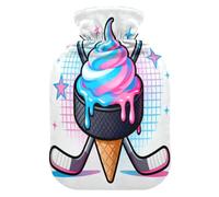 Drip-Style Hockey Ice Cream hot Water Bottles with Soft Cover, 1L hot Compress for Hand Feet Warmer,Hand Feet Warmer,Bolsa de calor para Dolor Menstrual