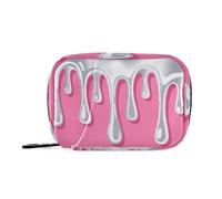 Drip Style Silver Pink Medicine Organizer Bag with Detachable Compartments Convenient Medicine Travel Bag for Purse