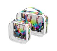 Drip-Style White Baseball 2 Pack Clear Makeup and Toiletry TSA Approved Multifunctional Travel Makeup Bag Shaving Essentials Bolsa de almacenamiento