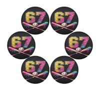 Drip-style White Baseball 67 round place mats indoor spring placemats easy to clean waterproof individuales para mesa de comedor redondo 15.4x15.4in set of 6